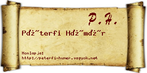Péterfi Hümér névjegykártya